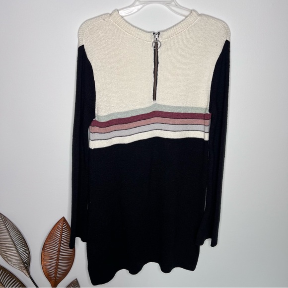 H19 Free People Colorblock‎ Sweater Dress Mini Dress Black Striped neutral boho - Picture 7 of 7